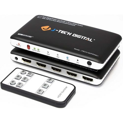  [아마존 핫딜] J-Tech Digital 4K@30HZ 4-Port HDMI Switch with PIP, IR, HDCP1.4 Wireless Remote Control, and Auto Switch ON/OFF Functions with Control4 Driver Available