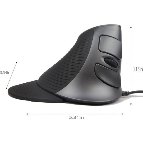  [아마존 핫딜] J-Tech Digital Scroll Endurance Wired Mouse Ergonomic Vertical USB Mouse with Adjustable Sensitivity (600/1000/1600 DPI), Removable Palm Rest & Thumb Buttons - Reduces Hand/Wrist P