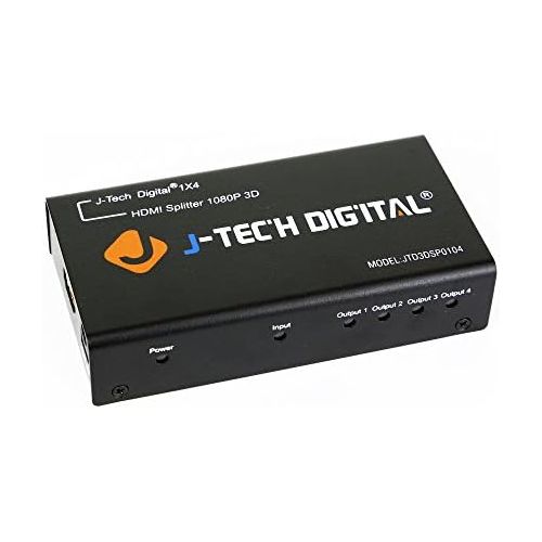  [아마존베스트]J-Tech Digital TM 4 Ports HDMI 1x4 Powered Splitter Ver 1.3 Certified for Full HD 1080P with Deep Color & HD Audio and Max Bandwidth of 10.2Gbps