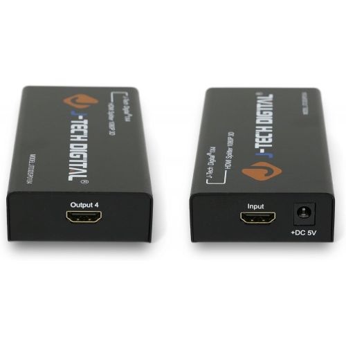  [아마존베스트]J-Tech Digital TM 4 Ports HDMI 1x4 Powered Splitter Ver 1.3 Certified for Full HD 1080P with Deep Color & HD Audio and Max Bandwidth of 10.2Gbps