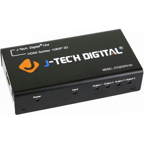  [아마존베스트]J-Tech Digital TM 4 Ports HDMI 1x4 Powered Splitter Ver 1.3 Certified for Full HD 1080P with Deep Color & HD Audio and Max Bandwidth of 10.2Gbps