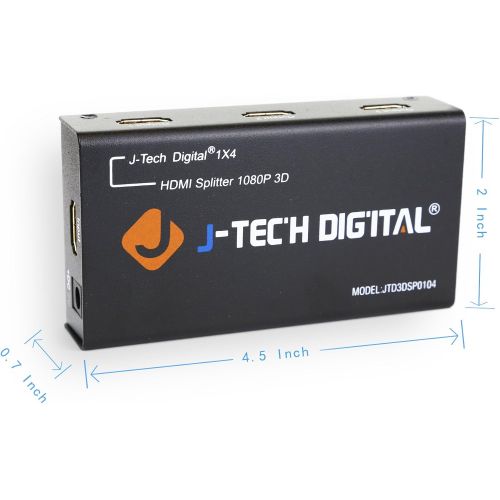  [아마존베스트]J-Tech Digital TM 4 Ports HDMI 1x4 Powered Splitter Ver 1.3 Certified for Full HD 1080P with Deep Color & HD Audio and Max Bandwidth of 10.2Gbps