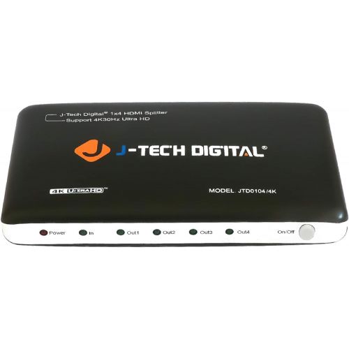  [아마존베스트]J-Tech Digital JTD0104/4K Most Advanced 4 Ports HDMI 1X4 Powered Splitter Support Ultra HD 4K 3840 A 2160 Resolution and 3D