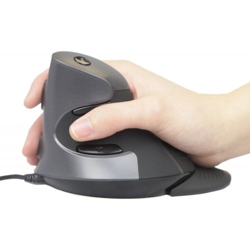  J-Tech Digital Scroll Endurance Wired Mouse Ergonomic Vertical USB Mouse with Adjustable Sensitivity (600/1000/1600 DPI), Removable Palm Rest & Thumb Buttons - Reduces Hand/Wrist