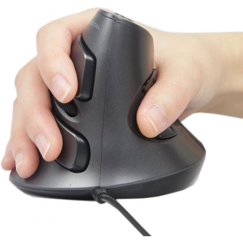  J-Tech Digital Scroll Endurance Wired Mouse Ergonomic Vertical USB Mouse with Adjustable Sensitivity (600/1000/1600 DPI), Removable Palm Rest & Thumb Buttons - Reduces Hand/Wrist