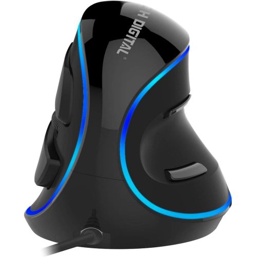  J-Tech Digital Wired Ergonomic Vertical USB Mouse with Adjustable Sensitivity (600/1000/1600 DPI), Scroll Endurance, Removable Palm Rest & Thumb Buttons [V628]