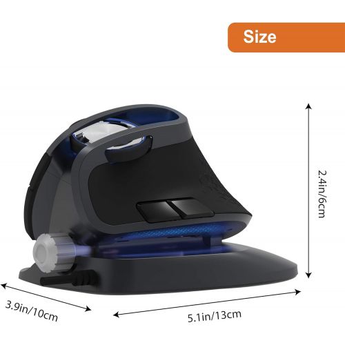  J-Tech Digital Wired Ergonomic Vertical Mouse for Large Hands with an Adjustable Angle Tilt, Chroma 6 RGB Color LED, 4 DPI Settings (800/1200/2000/4000), Scroll Endurance [V628X]