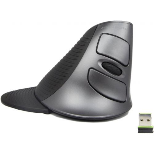  J-Tech Digital Scroll Endurance Wireless Mouse Ergonomic Vertical USB Mouse with Adjustable Sensitivity (600/1000/1600 DPI), Removable Palm Rest & Thumb Buttons - Reduces Hand/Wr