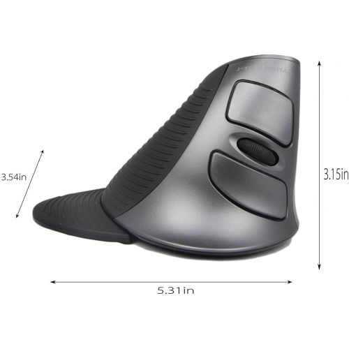  J-Tech Digital Scroll Endurance Wireless Mouse Ergonomic Vertical USB Mouse with Adjustable Sensitivity (600/1000/1600 DPI), Removable Palm Rest & Thumb Buttons - Reduces Hand/Wr