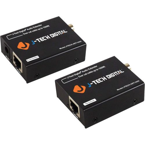  [아마존베스트]J-Tech Digital Optical/Coaxial Digital Audio Extender/Converter Over Single Cat5e/6 Cable (PoC) up to 990’ (300m) for Dolby Digital, DTS 5.1, DTS-HD, PCM [JTECH-AET1000]