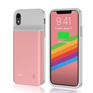 [아마존베스트]Battery Case for iPhone XR JUBOTY 4000mAh Magnetic Slim Protective Portable Charging Case for iPhone XR Power Bank Rechargeable Battery Charger Case Compatible with Wired Headphone