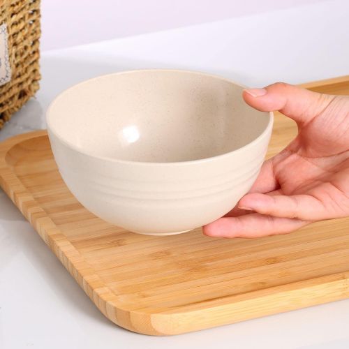  [아마존베스트]JUCOXO Unbreakable Cereal Bowls, 24 OZ Wheat Straw Fiber Lightweight Bowl Sets 4, Dishwasher and Microwave Safe Bowls for Dinner Dessert, Rice, Soup