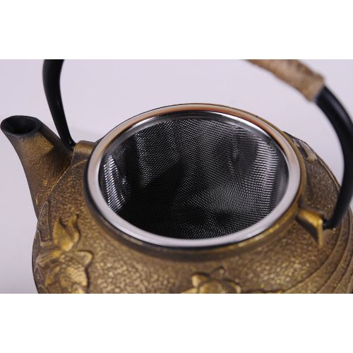  JUEQI Japanese Cast Iron Teapot Kettle with Stainless Steel Infuser/Strainer, Goldfish 27 Ounce (800 ml)