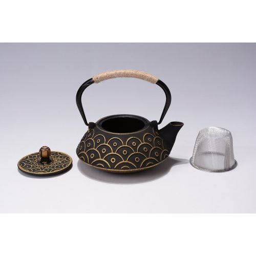  JUEQI Japanese Cast Iron Teapot Kettle with Stainless Steel Infuser/Strainer, 27 Ounce (800 ML)