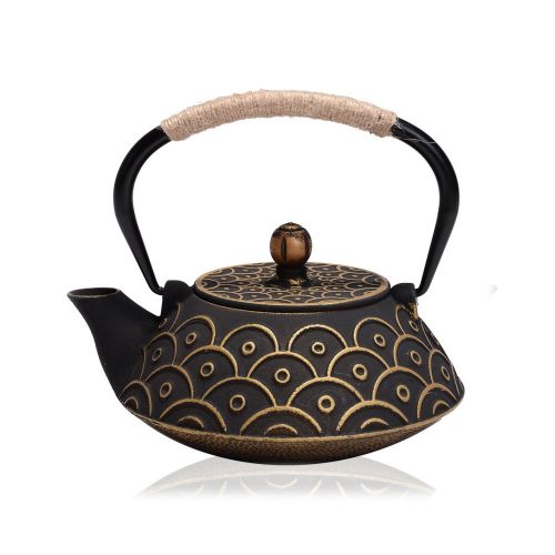  JUEQI Japanese Cast Iron Teapot Kettle with Stainless Steel Infuser/Strainer, 27 Ounce (800 ML)