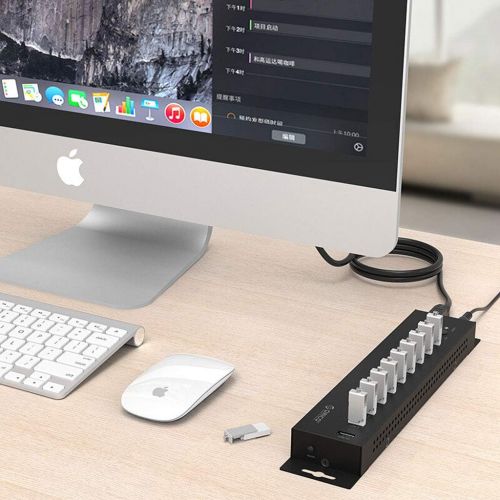  JUFU IH10P USB2.0 Splitter Group Control Mobile Phone Hub U Disk Bulk Copy and Copy Machine Industrial Grade HUB Charging Station 10 Port Black |