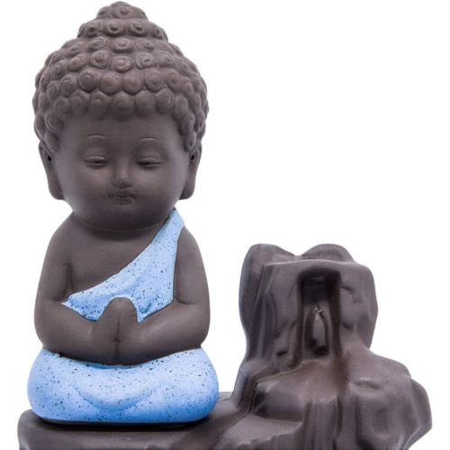  인센스스틱 JULAN Incense Burner Backflow Tower Cones Incense Stick Holder Ceramic Porcelain Buddha Waterfall Monk Ash Catcher with 40 Backflow Incense Cones for Home Office Yoga Decor Aromath