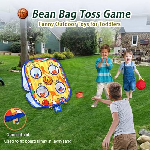  JUNQIU US Bean Bag Toss Game for Kids, Collapsible Kids Cornhole Game Set, Outdoor Toys for 3 4 5 6 7 8 Year Old Boys Girls, Christmas or Birthday Gifts, Outside,Indoor,Backyard,Party, Beach