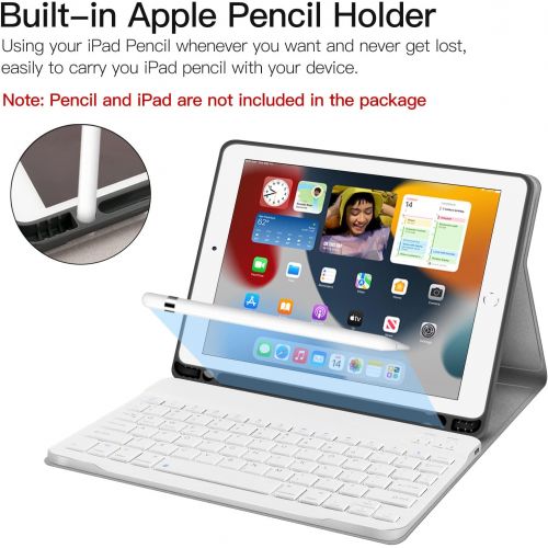  [아마존베스트]JUQITECH iPad 10.2 8th 7th Generation Keyboard Case - Smart Case with Wireless Keyboard iPad 10.2 8th Gen 2020 7th 2019 Tablet Detachable Bluetooth Keyboard Stand Cover with Pencil