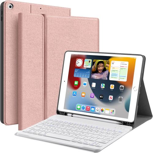  [아마존베스트]JUQITECH iPad 10.2 8th 7th Generation Keyboard Case - Smart Case with Wireless Keyboard iPad 10.2 8th Gen 2020 7th 2019 Tablet Detachable Bluetooth Keyboard Stand Cover with Pencil