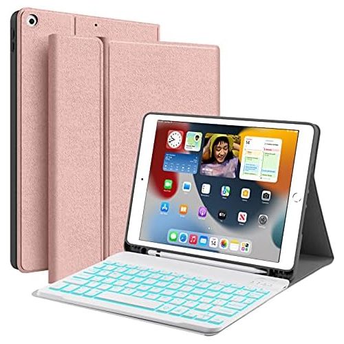  [아마존베스트]Backlit Keyboard Case for iPad 10.2 8th 7th Generation - JUQITECH Case with BT Keyboard for iPad 10.2 8th 2020 7th 2019 Wireless Tablet Detachable Keyboard Stand Cover with Pencil