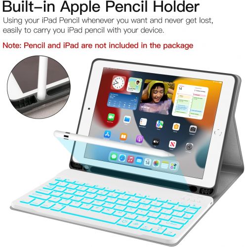  [아마존베스트]Backlit Keyboard Case for iPad 10.2 8th 7th Generation - JUQITECH Case with BT Keyboard for iPad 10.2 8th 2020 7th 2019 Wireless Tablet Detachable Keyboard Stand Cover with Pencil