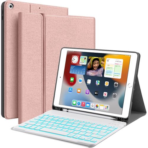  [아마존베스트]Backlit Keyboard Case for iPad 10.2 8th 7th Generation - JUQITECH Case with BT Keyboard for iPad 10.2 8th 2020 7th 2019 Wireless Tablet Detachable Keyboard Stand Cover with Pencil