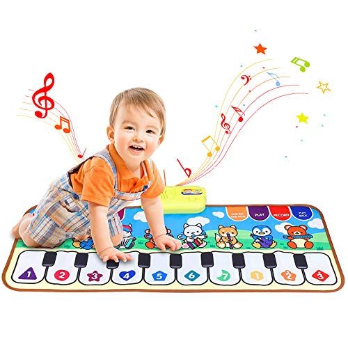  [아마존베스트]JURSTON Piano Mat, Kids Electronic Musical Keyboard Mat Touch Play Blanket with 8 Instrument Sounds, Early Learning Education Toy for 1 2 3 4 5 Year Old Girls Boys Birthday Gifts f