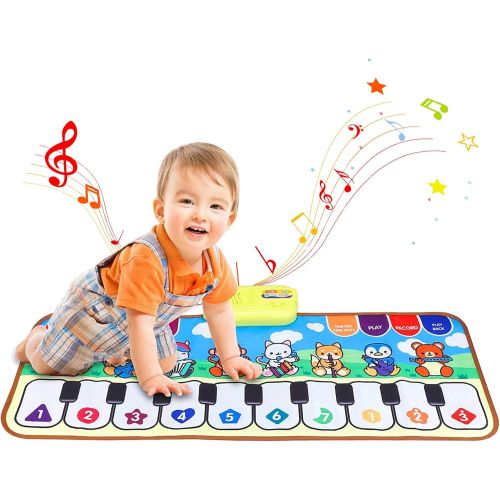  [아마존베스트]JURSTON Piano Mat, Kids Electronic Musical Keyboard Mat Touch Play Blanket with 8 Instrument Sounds, Early Learning Education Toy for 1 2 3 4 5 Year Old Girls Boys Birthday Gifts f