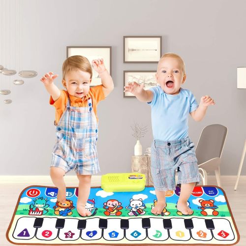  [아마존베스트]JURSTON Piano Mat, Kids Electronic Musical Keyboard Mat Touch Play Blanket with 8 Instrument Sounds, Early Learning Education Toy for 1 2 3 4 5 Year Old Girls Boys Birthday Gifts f