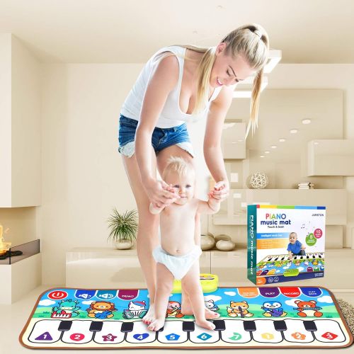  [아마존베스트]JURSTON Piano Mat, Kids Electronic Musical Keyboard Mat Touch Play Blanket with 8 Instrument Sounds, Early Learning Education Toy for 1 2 3 4 5 Year Old Girls Boys Birthday Gifts f