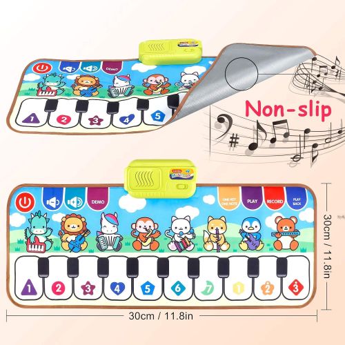  [아마존베스트]JURSTON Piano Mat, Kids Electronic Musical Keyboard Mat Touch Play Blanket with 8 Instrument Sounds, Early Learning Education Toy for 1 2 3 4 5 Year Old Girls Boys Birthday Gifts f