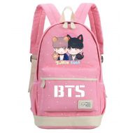 JUSTGOGO Korean Casual Backpack Daypack Laptop Bag College Bag Book Bag School Bag (Pink 1)