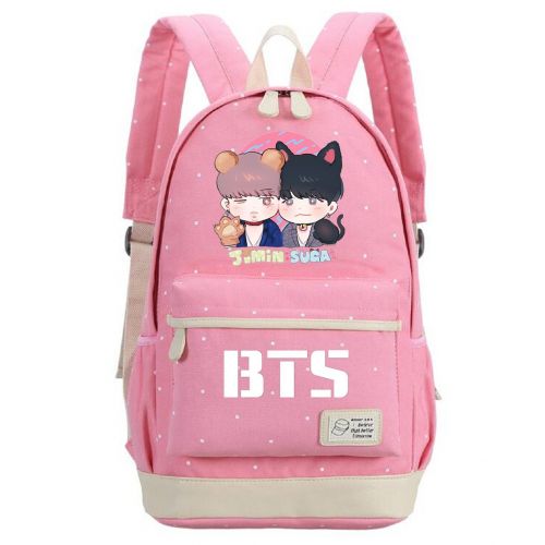  JUSTGOGO Korean Casual Backpack Daypack Laptop Bag College Bag Book Bag School Bag (Pink 1)