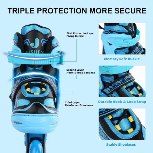  JUSUEN Adjustable Inline Skates for Kids with Light up Wheels, Indoor and Outdoor Patines Roller Blades Skates for Girls and Boys Youth