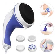 JUZEN Handheld Electric Body Massager, Back Shoulder Neck and Neck Pain Relief Loose Hammer Wheel with 5 Massage Heads, Blue