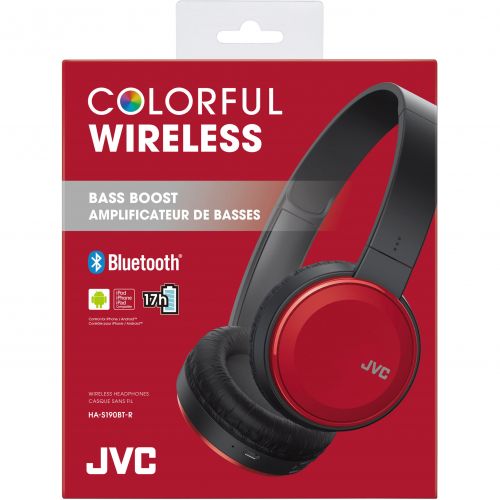  JVC HA-S190BT Colorful Bluetooth On-Ear Headset - Red