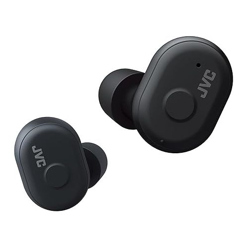  JVC Truly Wireless Earbuds Headphones, Bluetooth 5.0, Water Resistance(Ipx5), Long Battery Life (4+10 Hours), Secure and Comfort Fit with Memory Foam Earpieces - HAA10TB (Black)