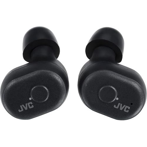  JVC Truly Wireless Earbuds Headphones, Bluetooth 5.0, Water Resistance(Ipx5), Long Battery Life (4+10 Hours), Secure and Comfort Fit with Memory Foam Earpieces - HAA10TB (Black)