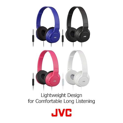  JVC Lightweight Flat Foldable On Ear Colorful Lightweight Foldable Headband with Mic, Black (HASR185B)