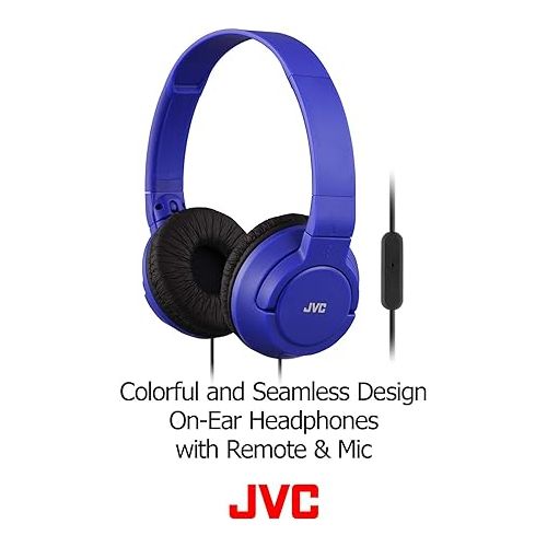  JVC Lightweight Flat Foldable On Ear Colorful Lightweight Foldable Headband with Mic, Black (HASR185B)