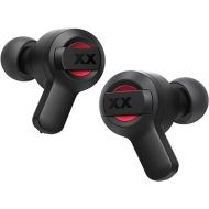 JVC New XX True Wireless Earbuds Headphones, Long Battery Life (up to 24 Hours), Extreme Deep Bass with Special Tuning, Shock Proof and Dust Proof, Water Jet Proof (IPX55) - HAXC62TR (Black Red)