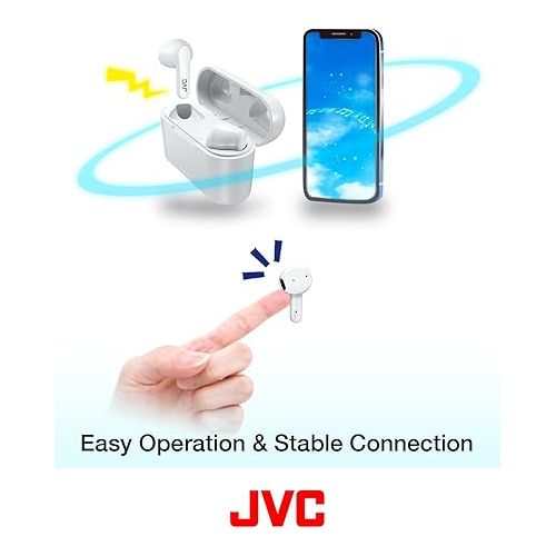  JVC True Wireless Earbuds Headphones, 11mm Neodymium Magnet Driver, Touch Sensor Operation, Bluetooth 5.1, Water Resistance (IPX4), Long Battery Life (up to 22 Hours) - HAA3TB (Black), Small