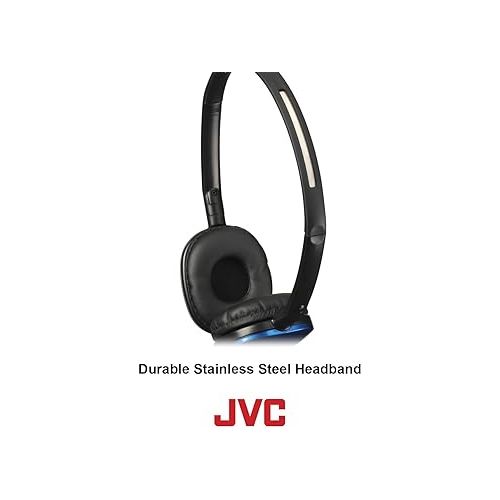  JVC White Flat and Foldable Colorful Flats On Ear Headphone with 3.94 foot Gold Plated Phone Slim Plug HAS160W