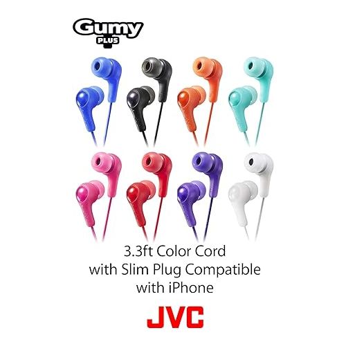  JVC Gumy in Ear Earbud Headphones, Powerful Sound, Comfortable and Secure Fit, Silicone Ear Pieces - HAFX7B Black, Small