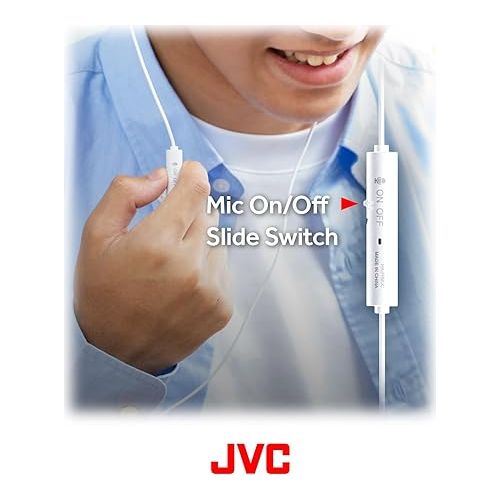  JVC USB-C Wired Earbuds Headphones, Delay-Free for Videos and Gaming, Built-in DAC Reduces Noise and Improves Sound Quality, 10.7 mm Diameter Neodymium Drivers - HAFR17UCW (White)