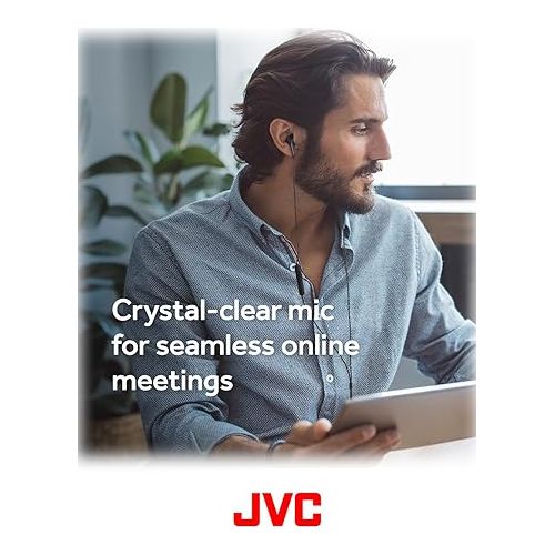  JVC USB-C Wired Earbuds Headphones, Delay-Free for Videos and Gaming, Built-in DAC Reduces Noise and Improves Sound Quality, 10.7 mm Diameter Neodymium Drivers - HAFR17UCW (White)