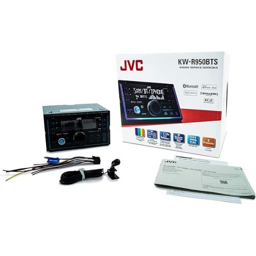  JVC KW-R950BTS Bluetooth Car Stereo Receiver with USB Port - LCD Display - AM/FM Radio - MP3 Player - Double DIN - 13-Band EQ (Black)
