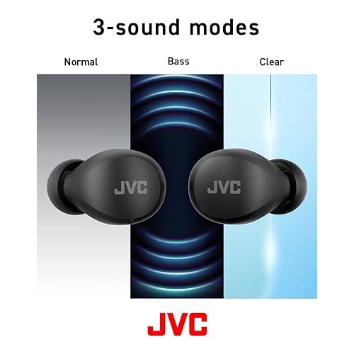  JVC Compact and Lightweight Gumy Mini True Wireless Earbuds Headphones, Long Battery Life (up to 23 Hours), Sound with Neodymium Magnet Driver, Water Resistance (IPX4) - HAA6TB (Black)