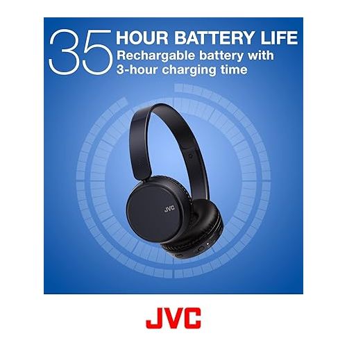  JVC Deep Bass Wireless Headphones, Bluetooth 5.2, Built-in EQ (Bass/Clear/Normal), Multi-Point Connection, Voice Assistant Compatible, 35 Hour Battery Life - HAS36WB (Black)